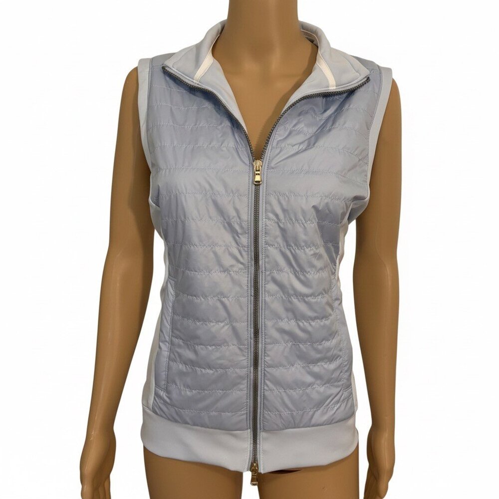 Fairway & Greene light blue quilted gold vest - Size M